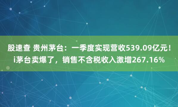 股速查 贵州茅台：一季度实现营收539.09亿元！i茅台卖爆了，销售不含税收入激增267.16%